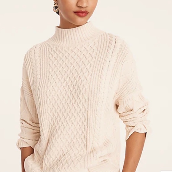 J Crew Long Cotton Cable Knit Mockneck Sweater Style BD709 - Picture 16 of 16